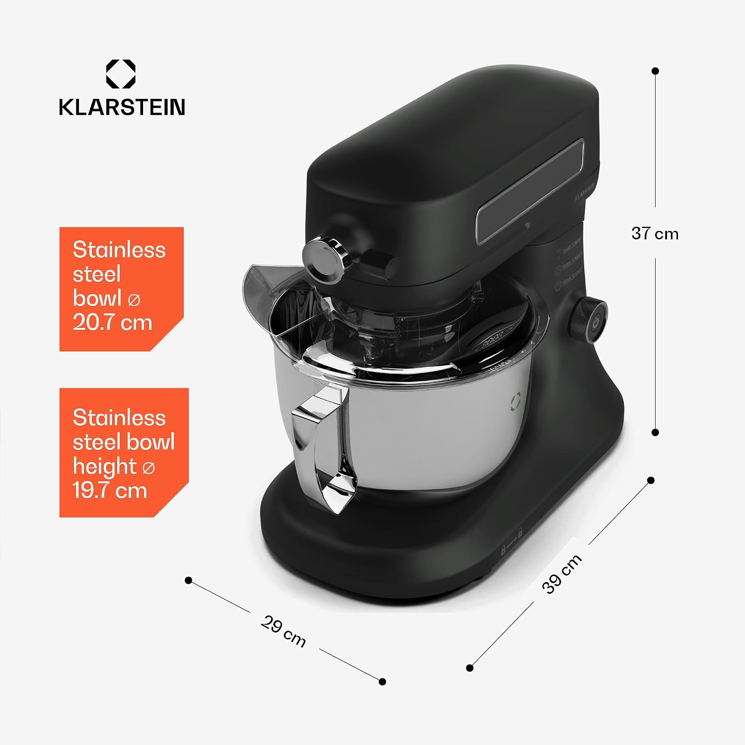 Thumbnail 6 de Klarstein Chiara Stand Mixer, 1,600 W, 5 L Bowl, 12 Speeds and LCD Touch Display