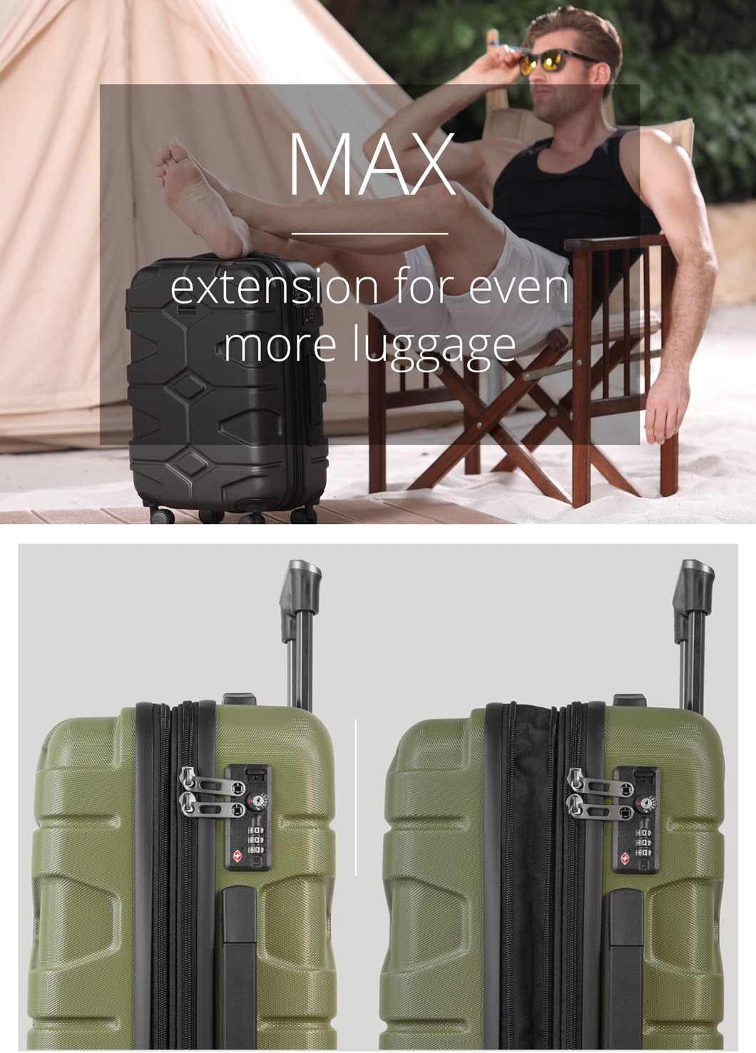 Detalle de Hauptstadtkoffer X-Kölln: Valigia cabina espandibile 55 cm in ABS, 43–50 L, Olive