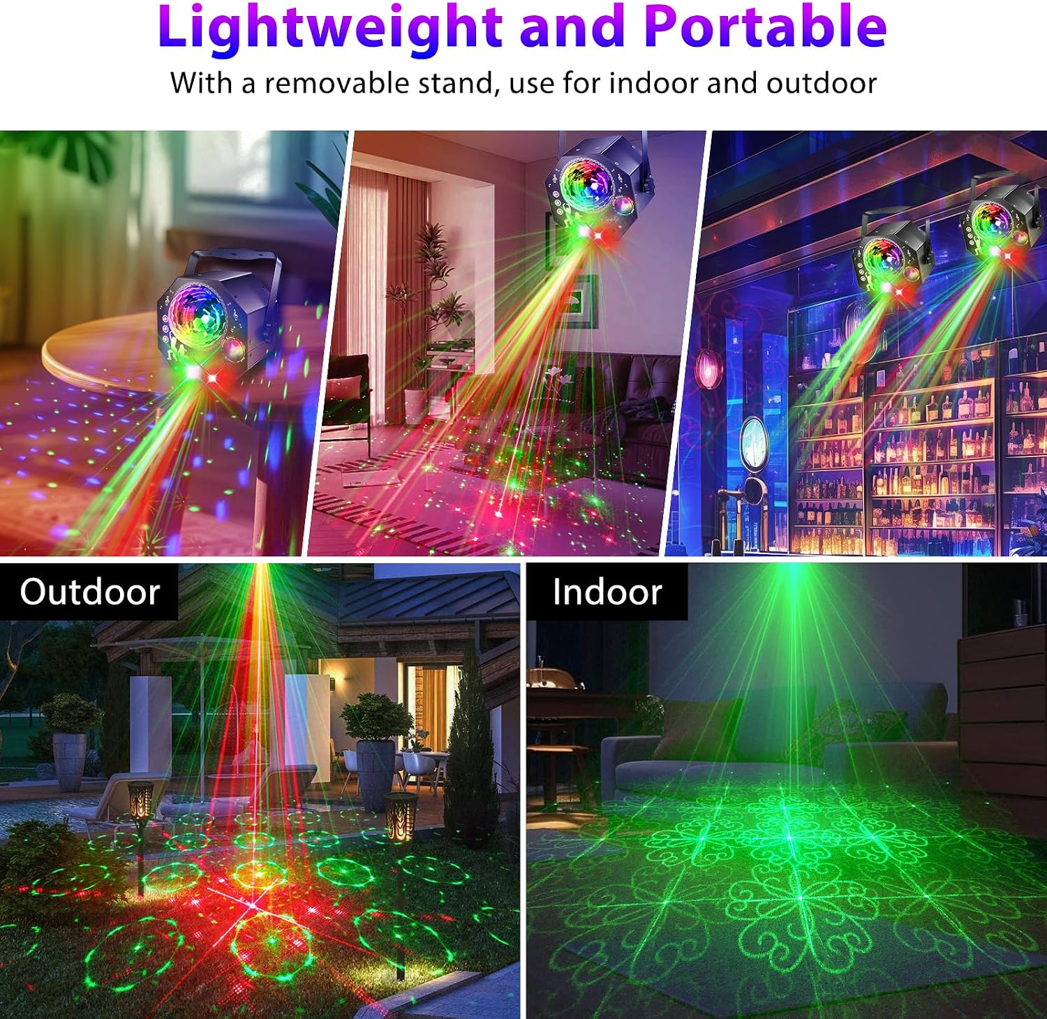 Detalle de Hjh 4-in-1 Discokugel mit Motor und Licht: 64 Muster, Musikgesteuert, Fernbedienung, RGB UV Stroboskop