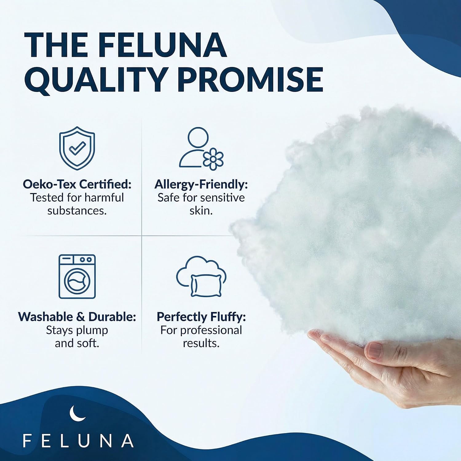Thumbnail 5 de Feluna 42856446356185 Cushion Filling, 0.5 kg Polyester, Oeko-Tex, Washable