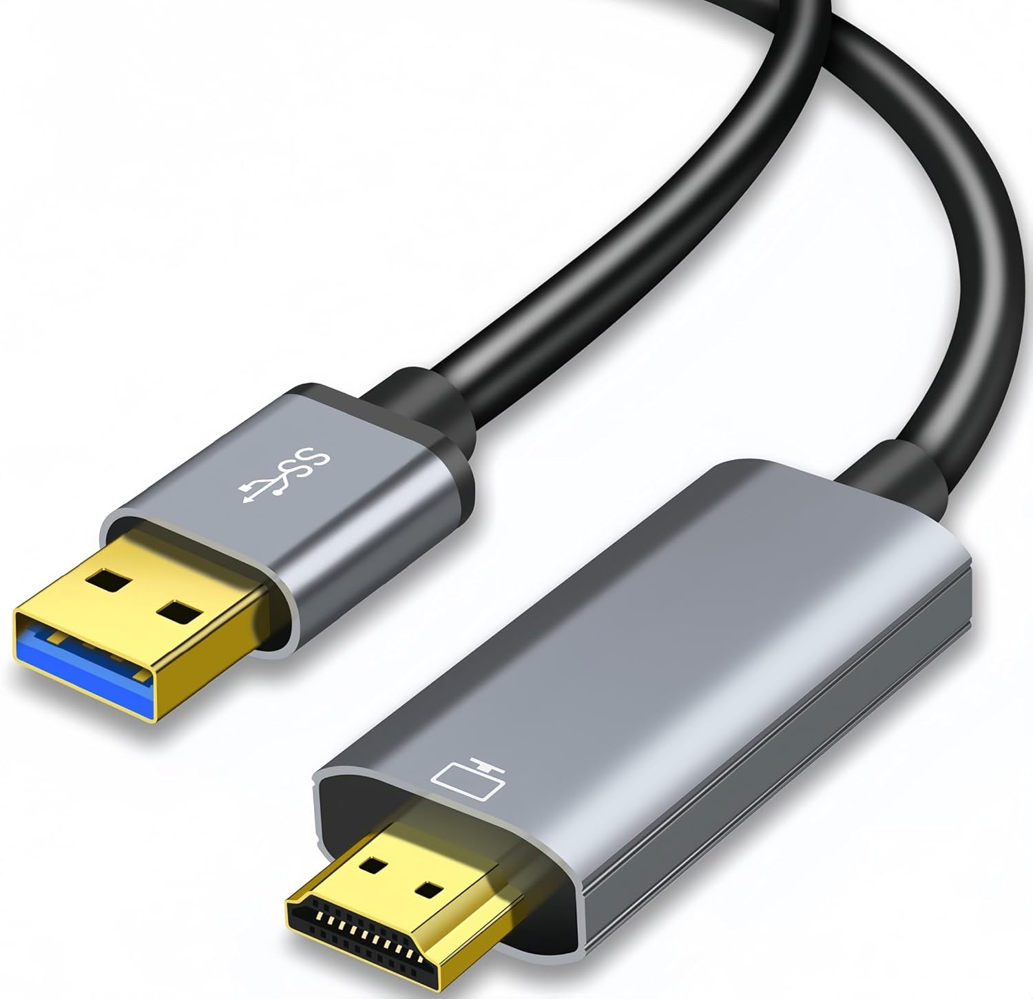 Detalle de Muchfox USB to HDMI Cable (USB A to HDMI) with Built-in Drivers, Audio Support, 2m