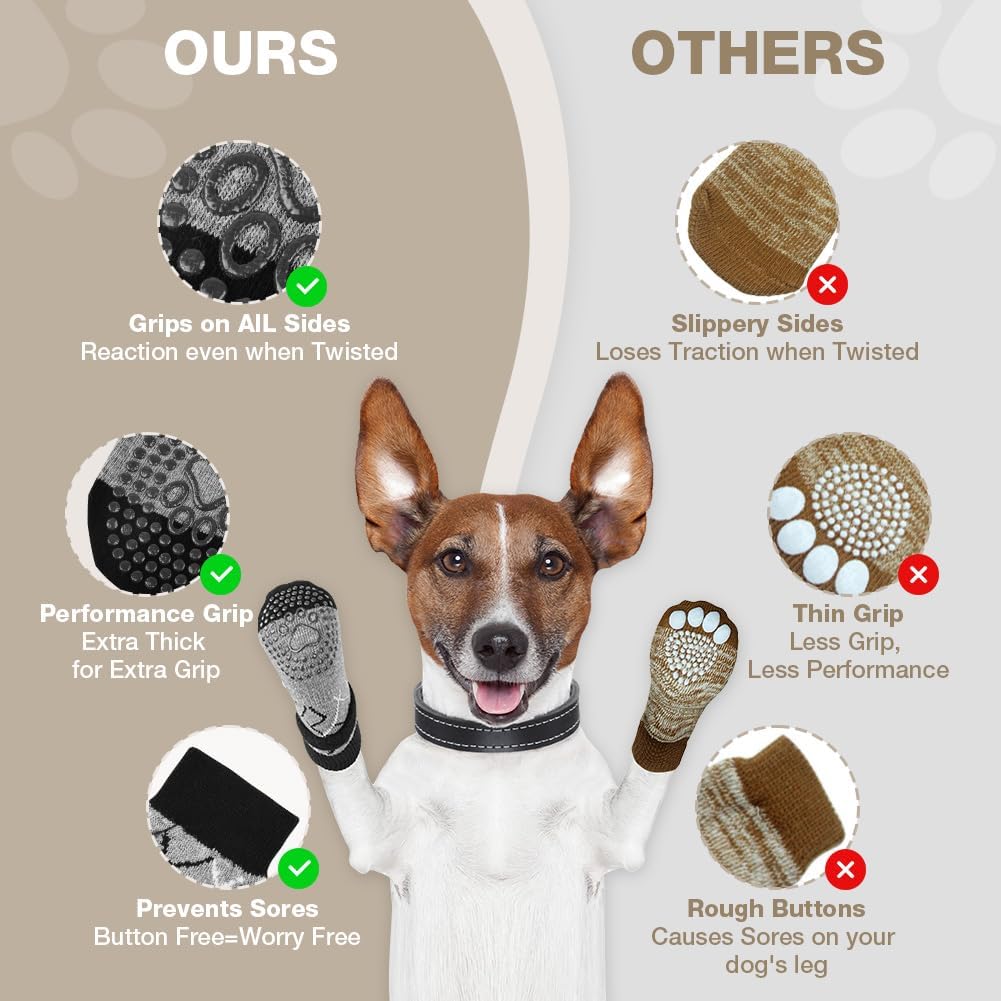 Thumbnail 4 de Adiwo 2 Pairs Anti Slip Dog Socks (Size M) – Paw Protectors with Grips for Injured Paws & Indoor/Outdoor Walking