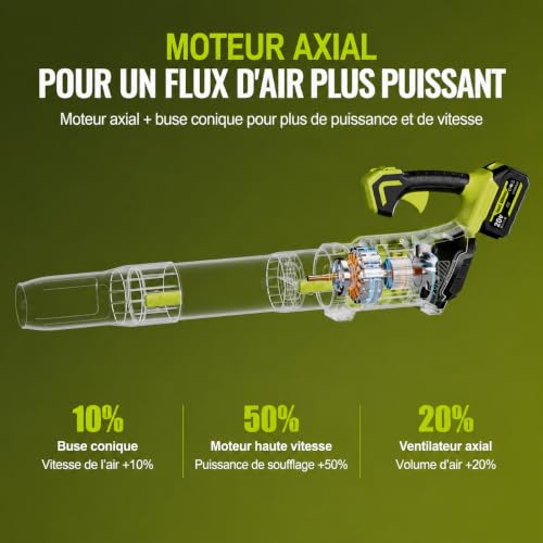 Detalle de Adedad souffleur de feuilles sans fil 20 V, 2 batteries 4 Ah et vitesse variable