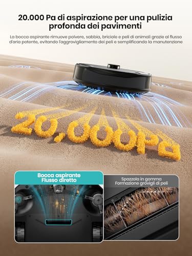 Detalle de Lefant M210 PRO OMNI: robot aspirapolvere lavapavimenti con rullo autopulente e 20.000Pa