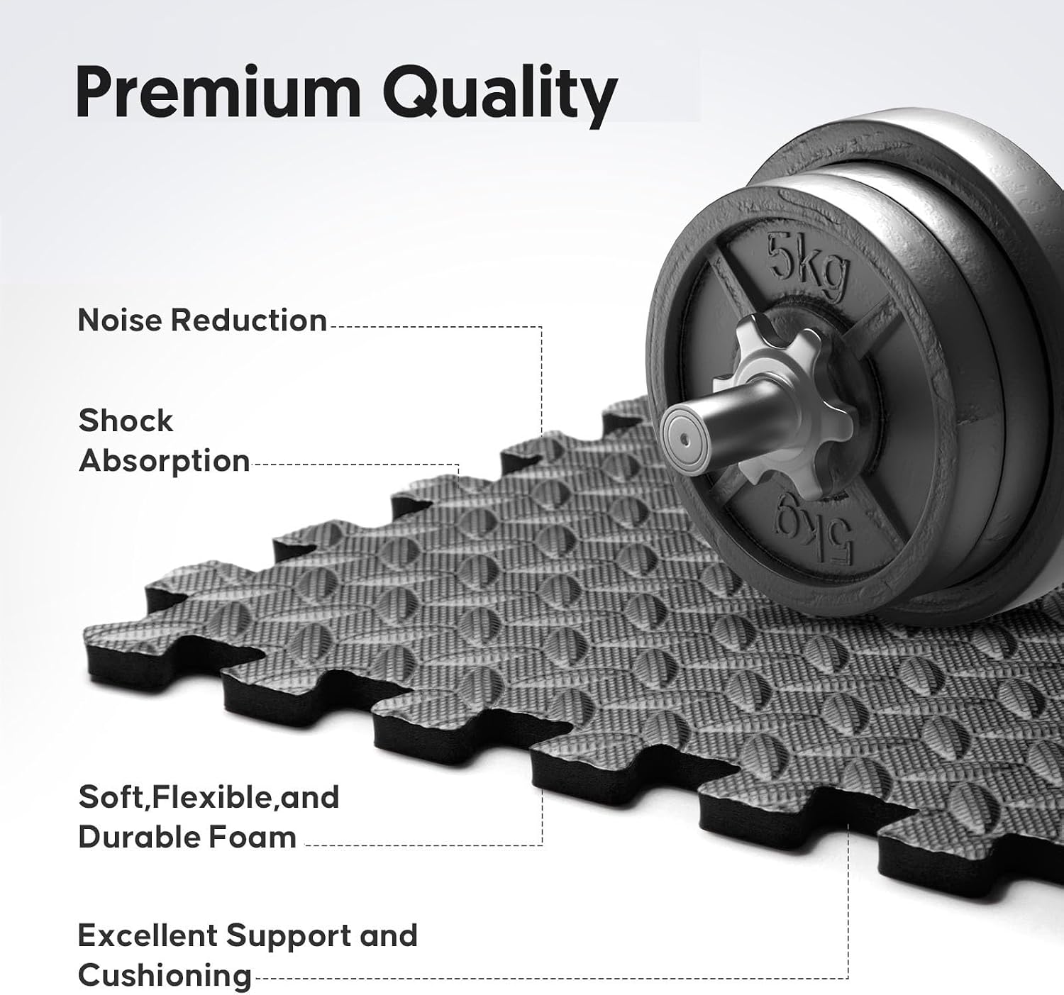 Detalle de Nazhura GYM MATS Interlocking EVA Gym Tiles, 48 Sq. Ft., Black
