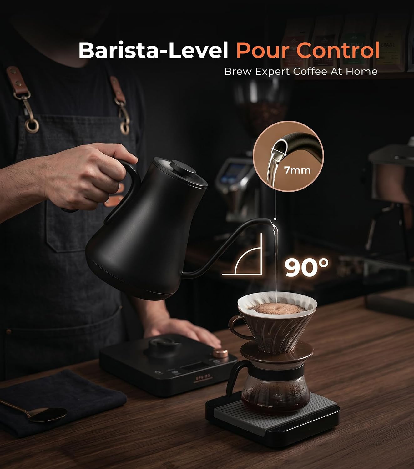 Detalle 2 de Epeios Electric Kettle with ±1°F Precision, 0.9L Gooseneck, 1200W
