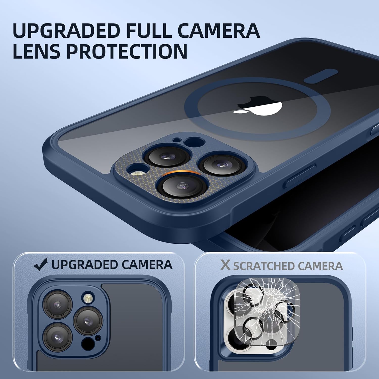 Thumbnail 3 de BERFY iPhone 16 Pro Max Case with MagSafe and Built-in Privacy Screen – Clear Dark Blue