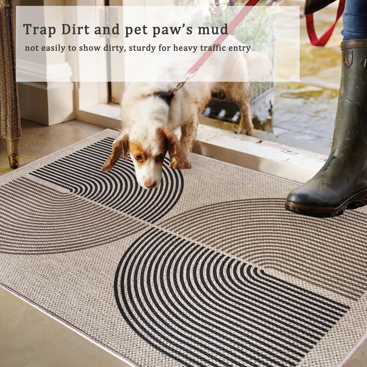 Thumbnail 2 de caknowow Boho Faux Jute Door Mat, 32 x 48 Inches, Washable and Non-Slip