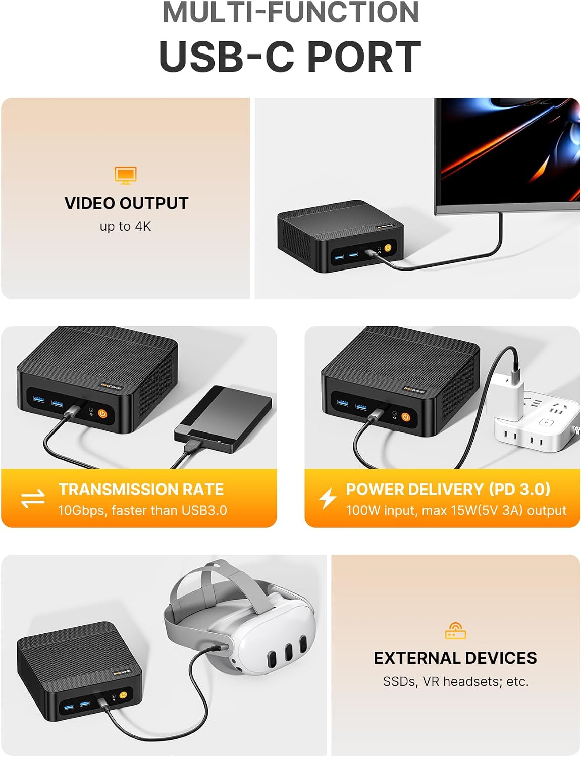 Detalle de BOSGAME P6 Ryzen 9 Mini PC: Compact Power for Home, Office, and Light Gaming