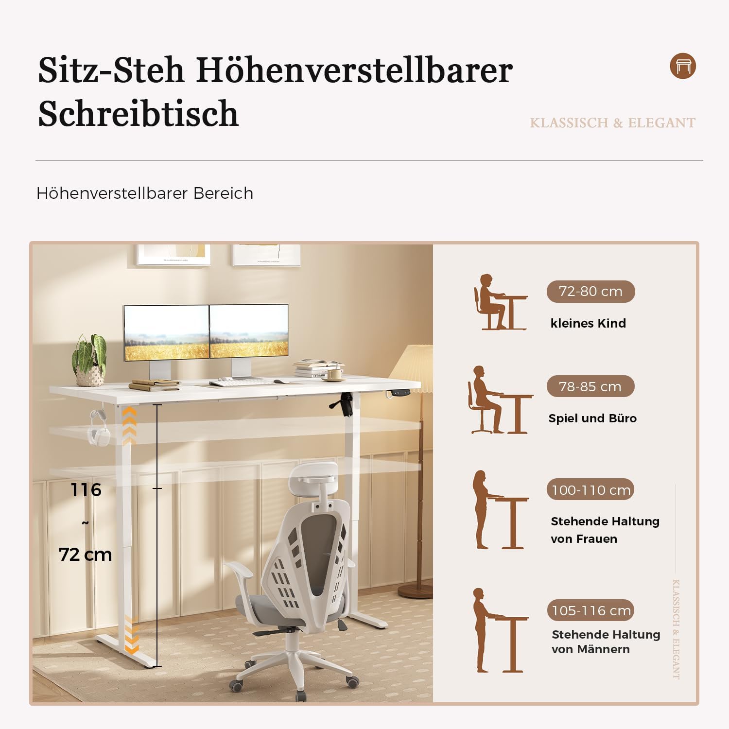 Thumbnail 2 de Klicelor Steh-Sitz-Schreibtisch 100 x 60 cm