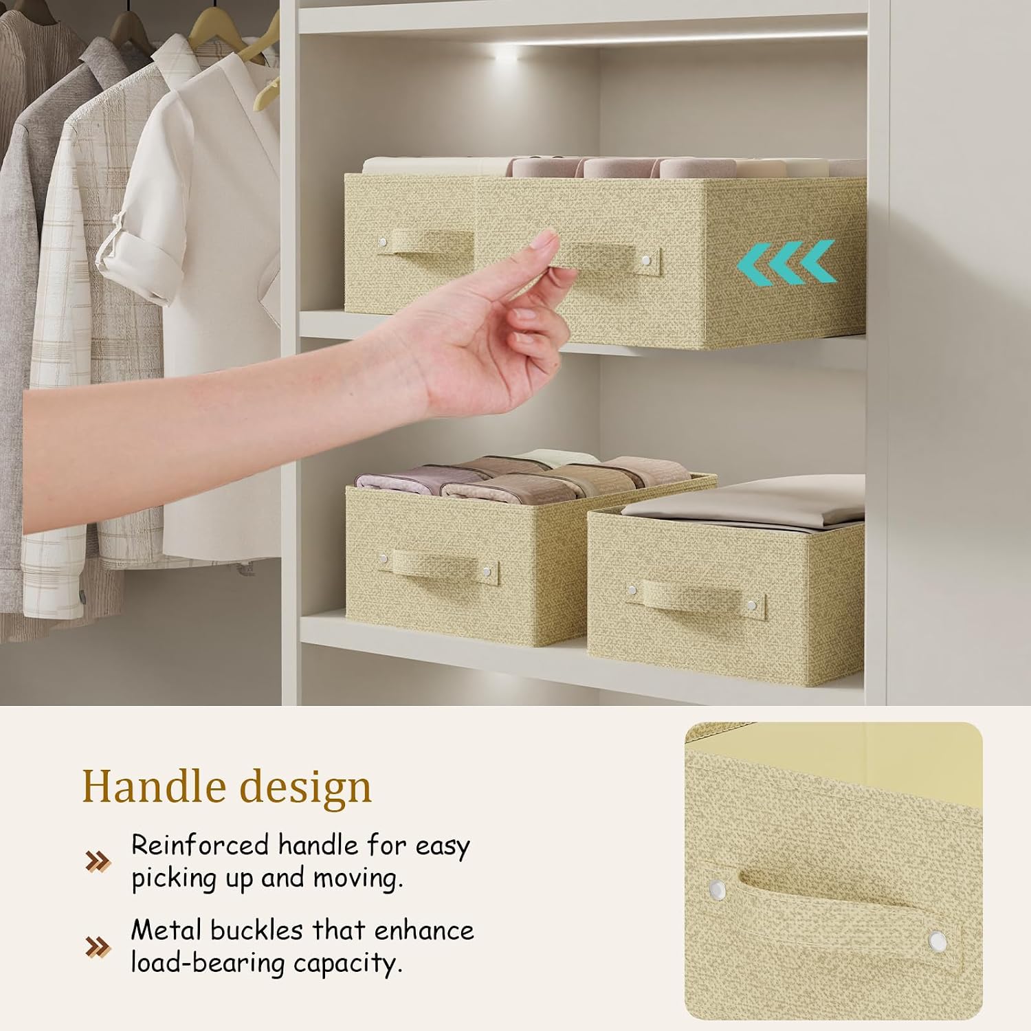 Thumbnail 5 de ENUMAIL EN103BEGS-3 förvaringskorgar med handtag, 33 × 23 × 14 cm, 3-pack
