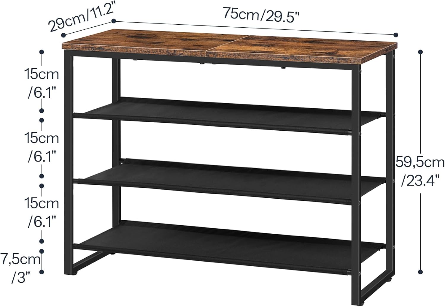Detalle 2 de HOOBRO BF47XJ01G1 4-Tier Shoe Rack for 12-16 Pairs ๐