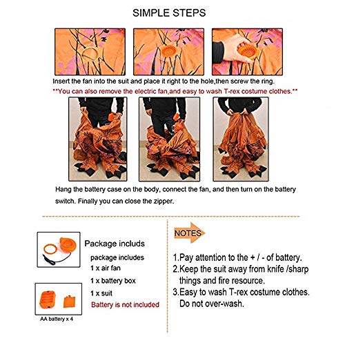 Detalle de JASHKE Costume T rex Gonflable pour Adulte – Deguisement Dinosaure Gonflable