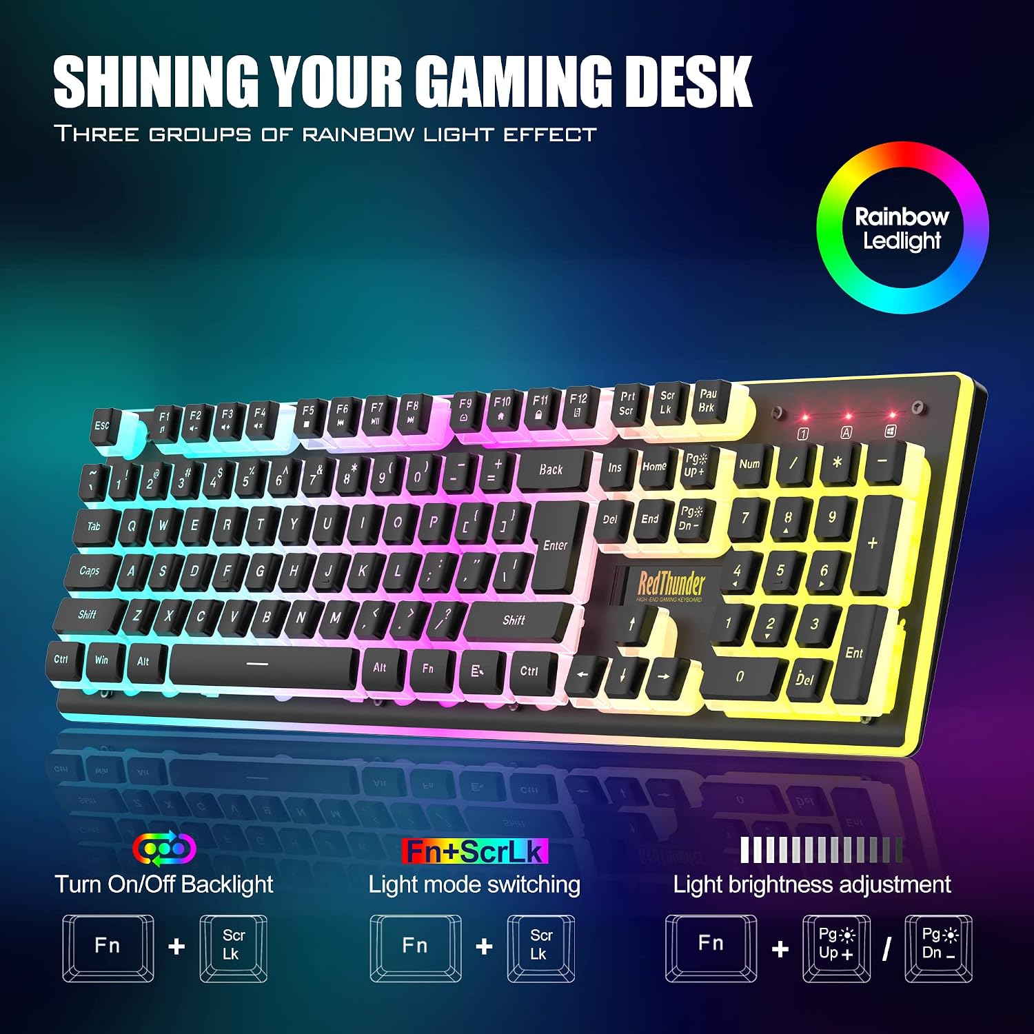 Detalle 2 de RedThunder wireless gaming keyboard and mouse combo, 3800mAh