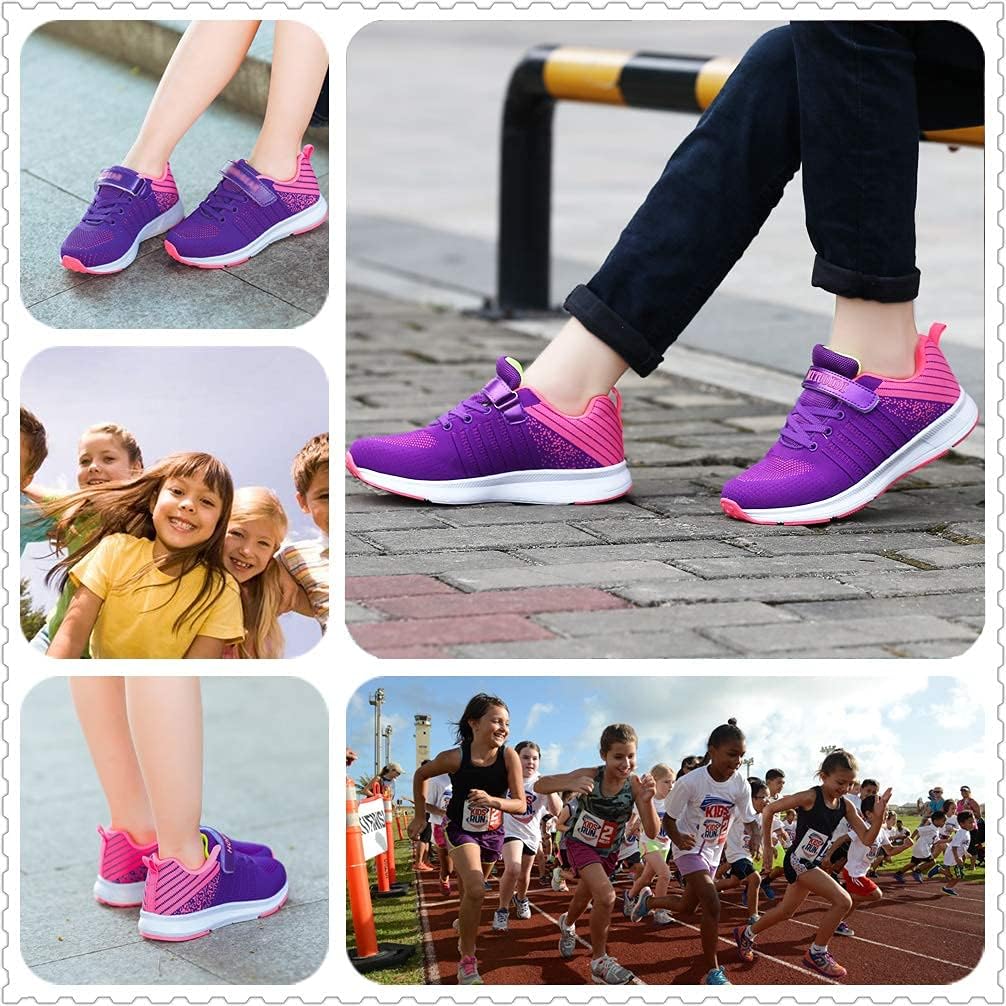 Detalle 2 de Mitudidi Kinder-Sneaker in Lila (EU 31) – leichte, atmungsaktive Sportschuhe für Schule, Halle & draußen