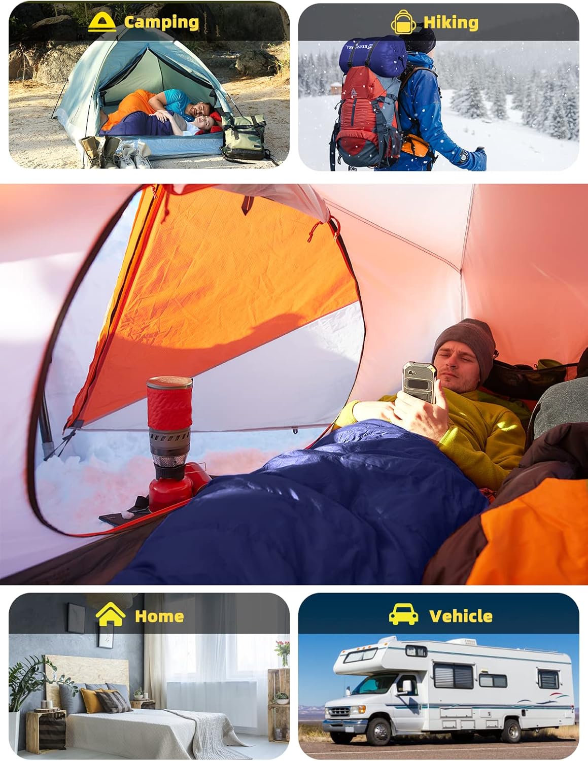 Thumbnail 4 de Bessport Sac de Couchage -9/-0°C en Cocoon Sac de Couchage Momie pour Adultes — 3–4 Saisons, Grand Froid
