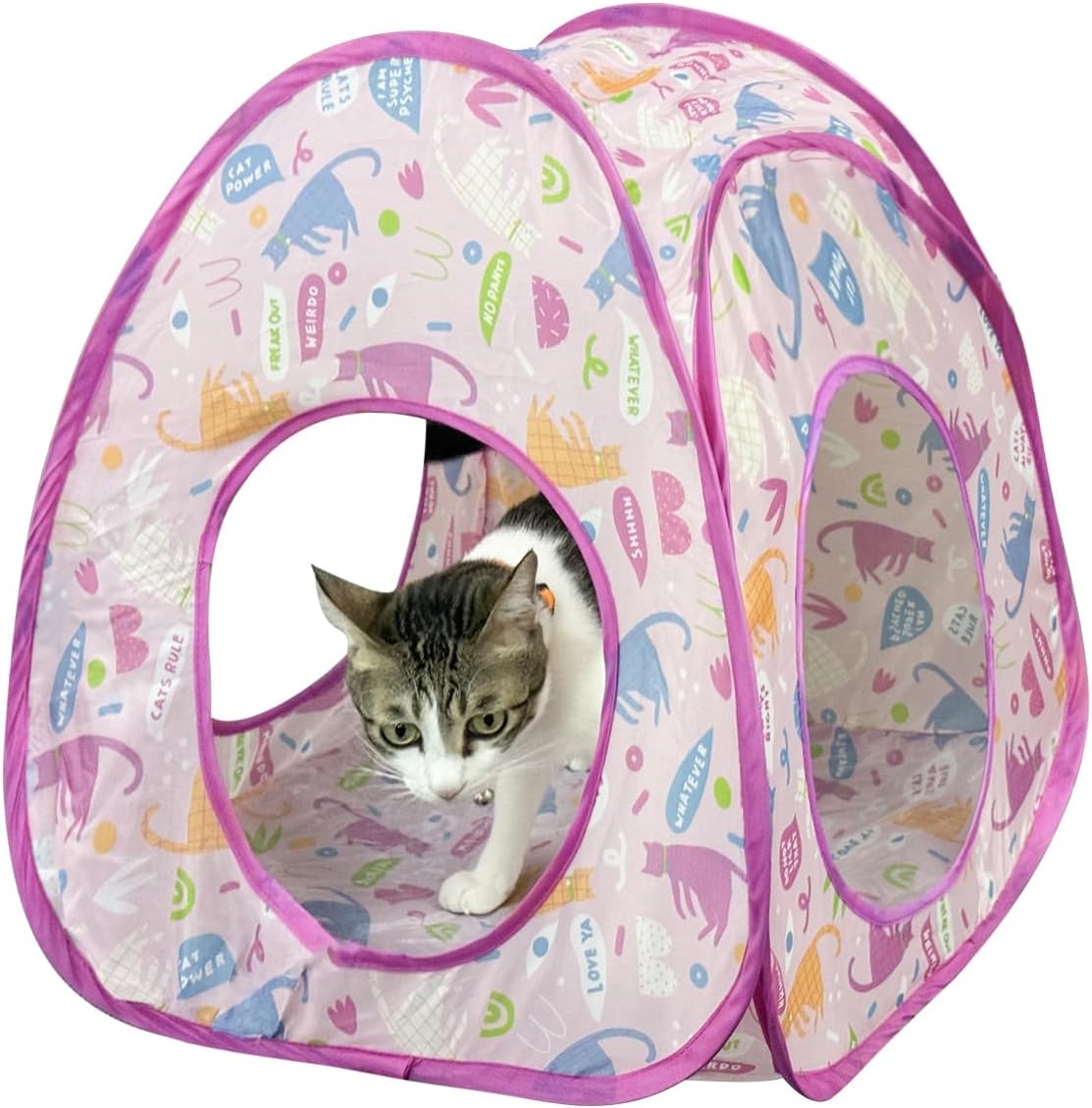 Detalle de Andiker Cat Pop Up Tent 3-Holes: A Safe, Portable Hideaway for Indoor Cats