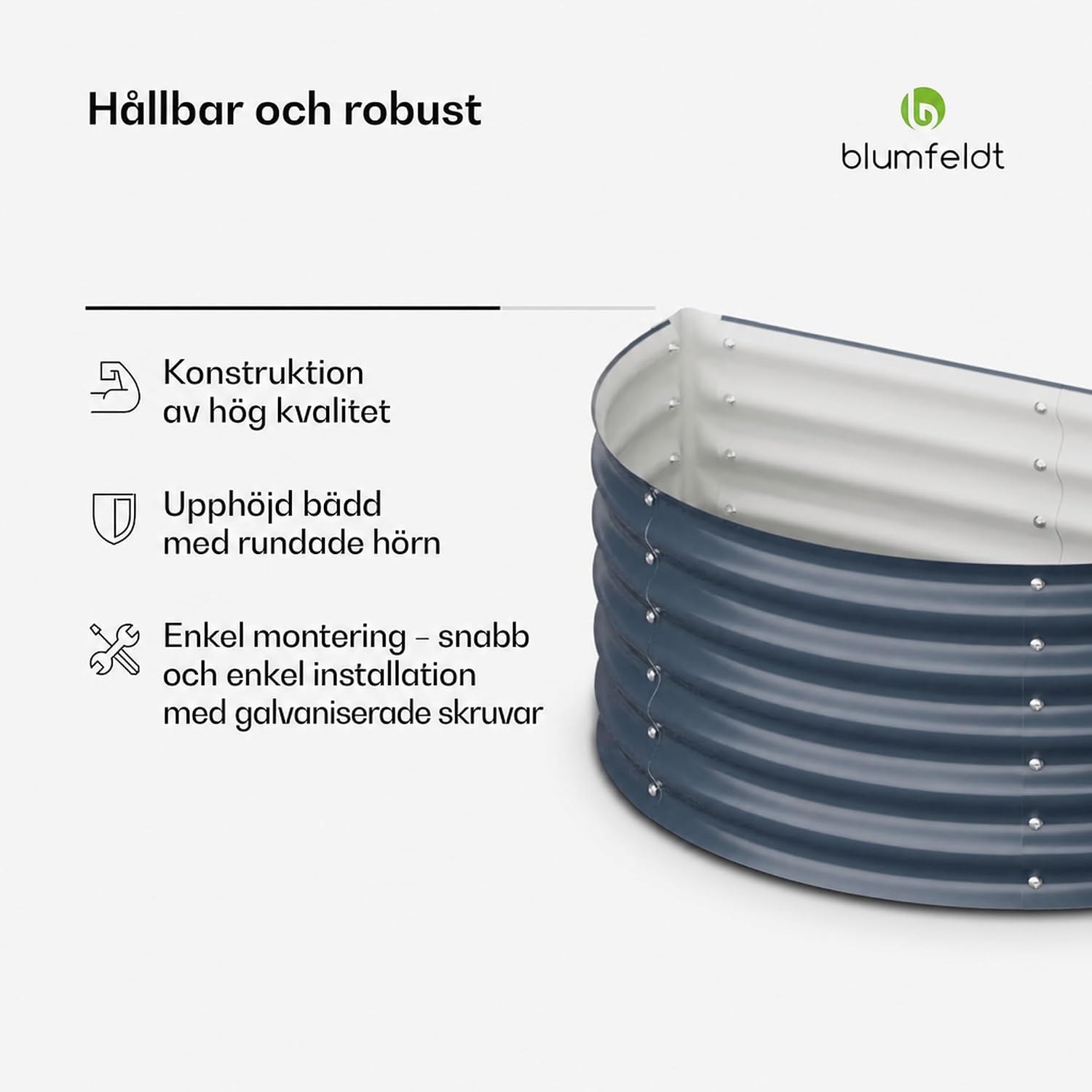Detalle 2 de blumfeldt High Grow Half Circle 200L Raised Bed, Galvalume Steel, 43cm