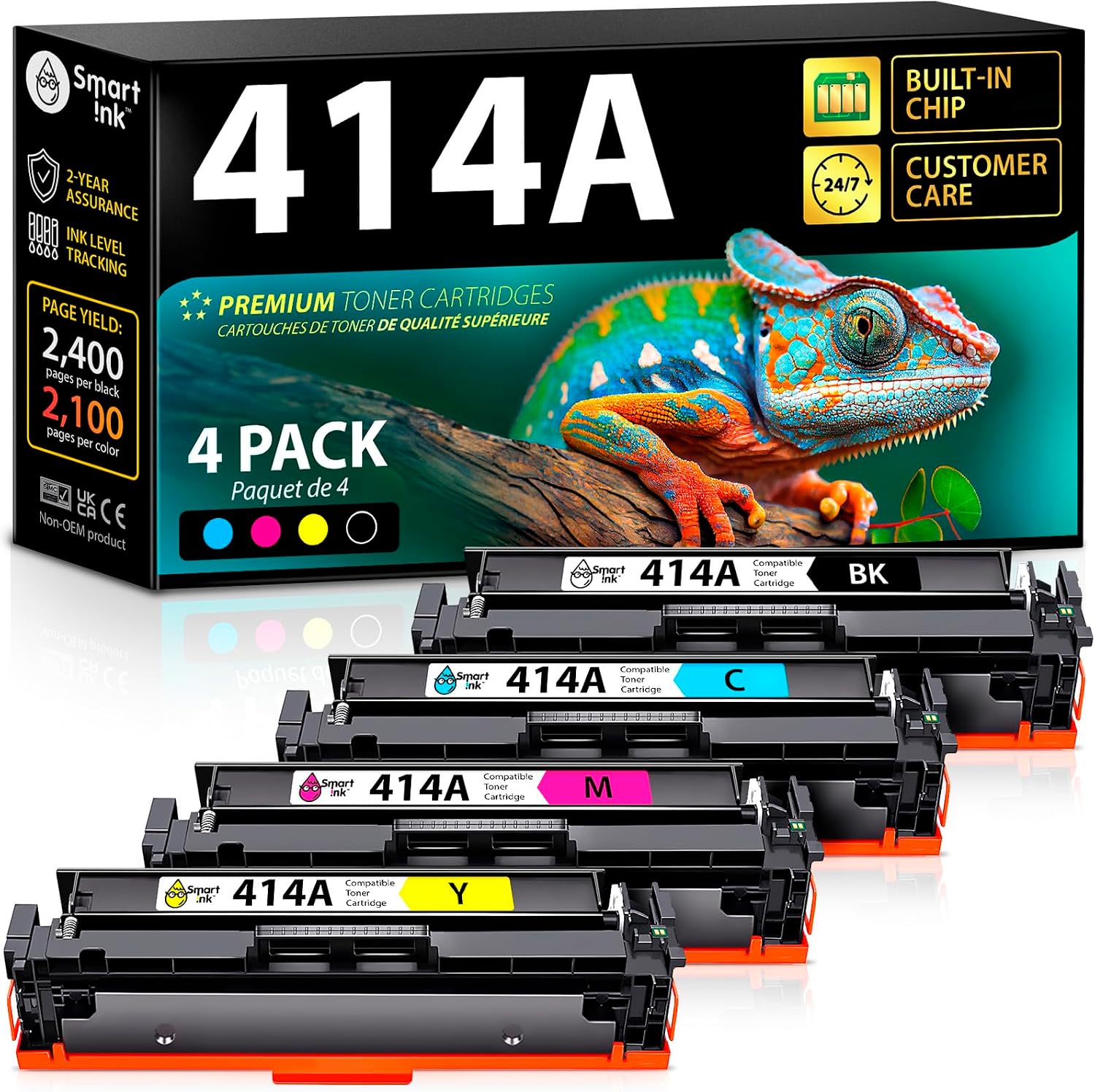 Detalle de Smart Ink 4p414A 414A Toner Cartridge 4-Pack with Built-In Chip