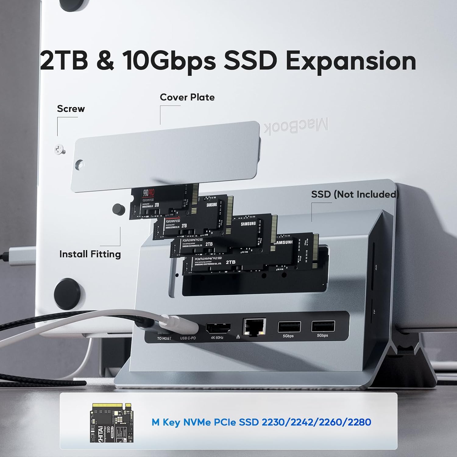 Thumbnail 3 de PULWTOP Docking Station USB C verticale 4K 60 Hz