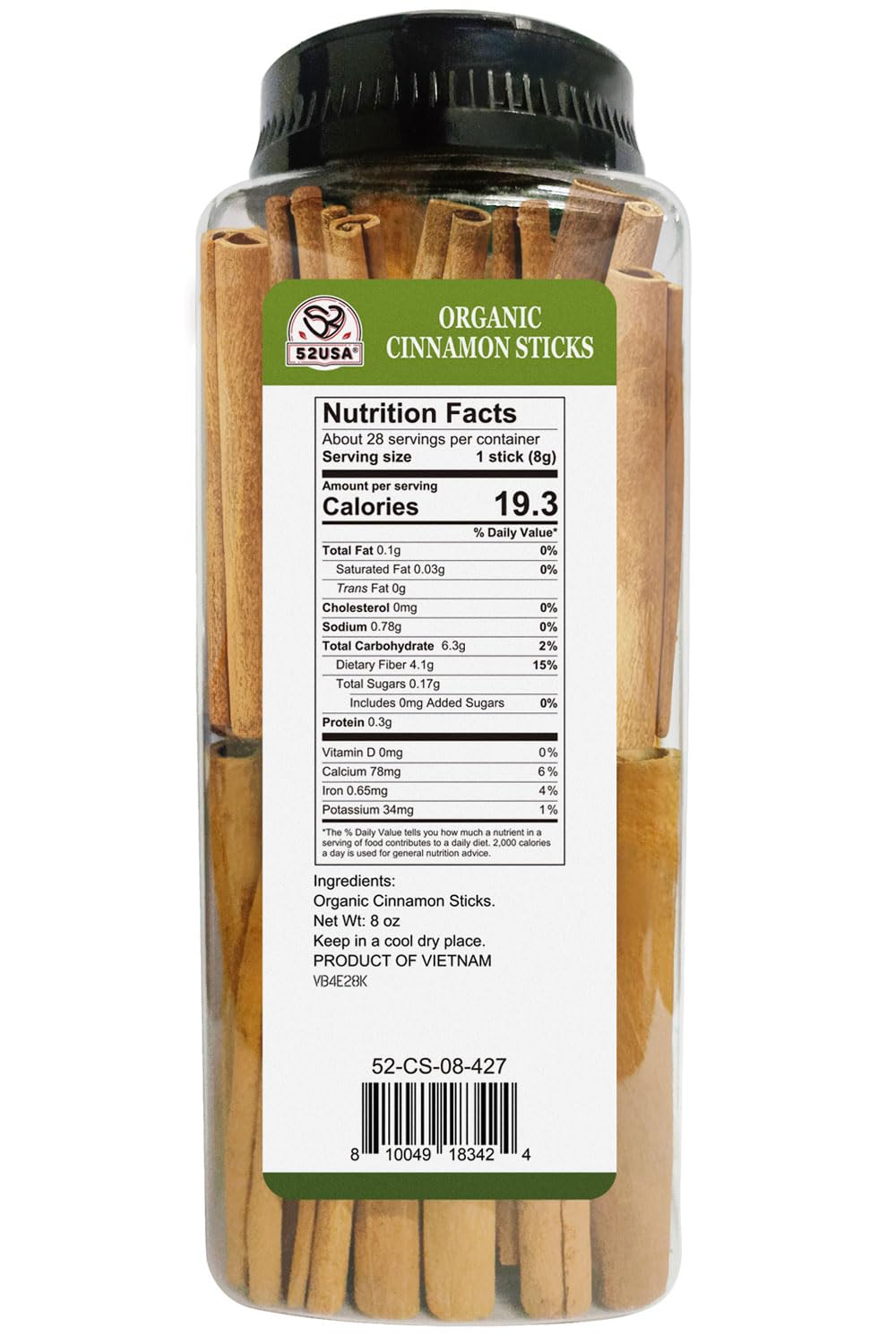 Detalle de 52USA Organic Cinnamon Sticks, Whole Cinnamon for Baking, Cooking and Drinks
