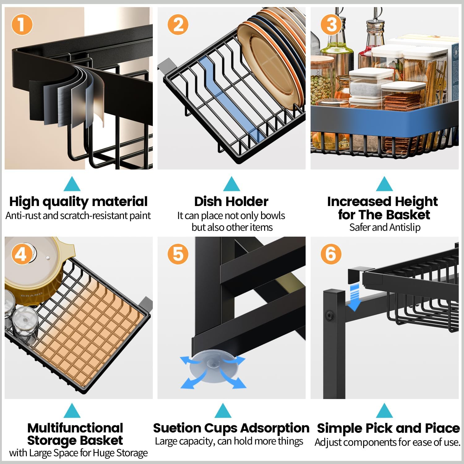 Thumbnail 3 de ADBIU Over The Sink Dish Drying Rack (Expandable Height & Length) Snap-On 2-Tier Dish Rack