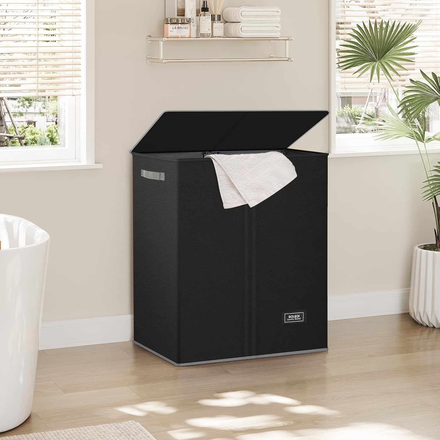 Thumbnail 1 de SOLEDI Double Laundry Hamper with Lid