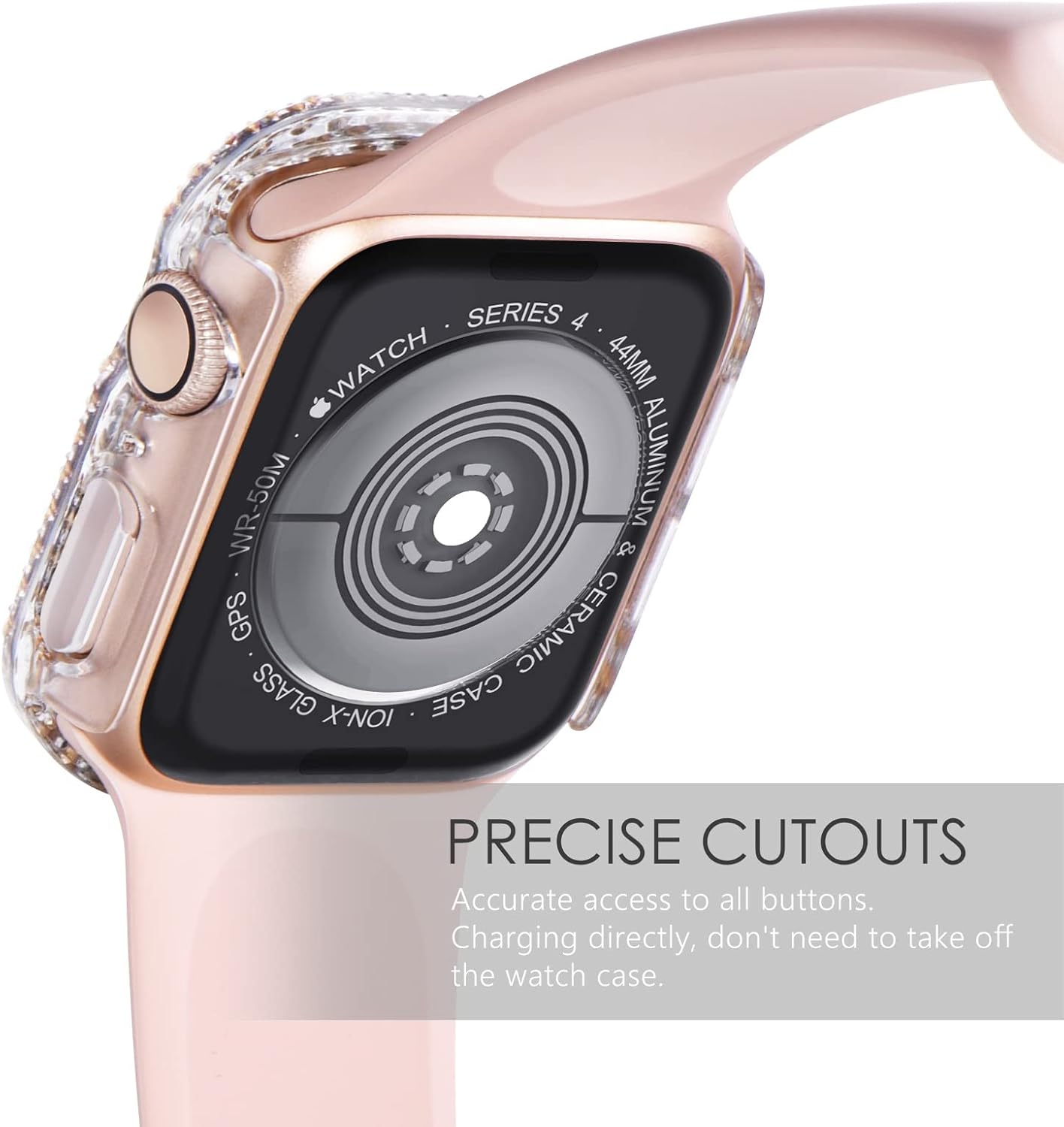 Thumbnail 4 de WINGLE Compatible Apple Watch 41mm (Series 7/8/9) Screen Protector Case with Tempered Glass – Rose Gold/Pink/Clear