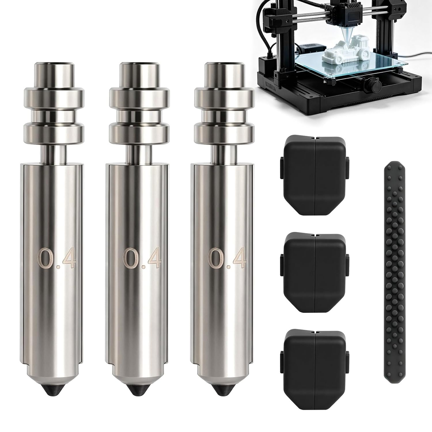 Detalle de INQUIRLLY 0,4 mm härdade stålmunstycken för Anycubic Kobra X, 3-pack
