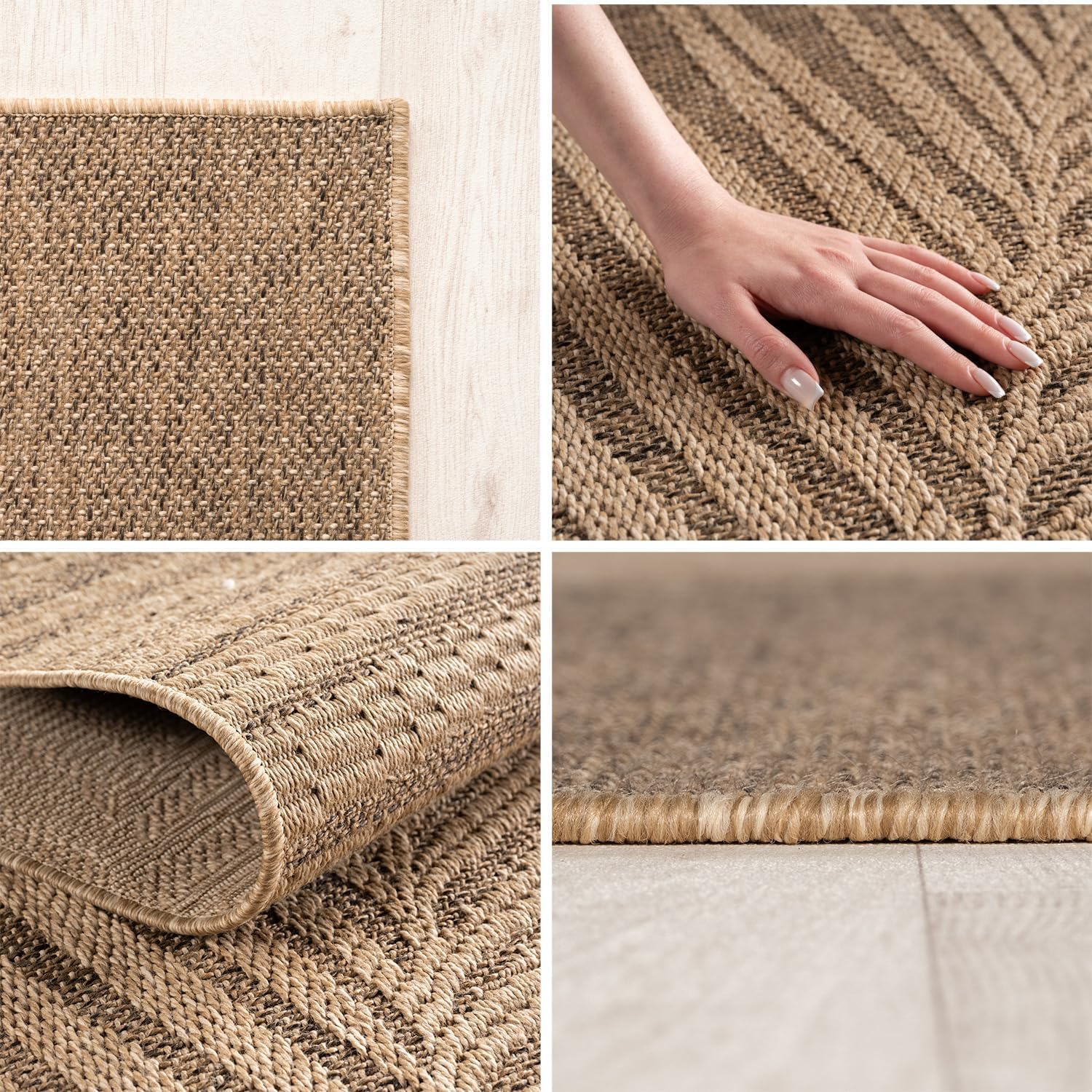 Detalle de SIMPEX Indoor Outdoor Teppich Wetterfest – Natürlicher Jute-Look, 200x290 cm