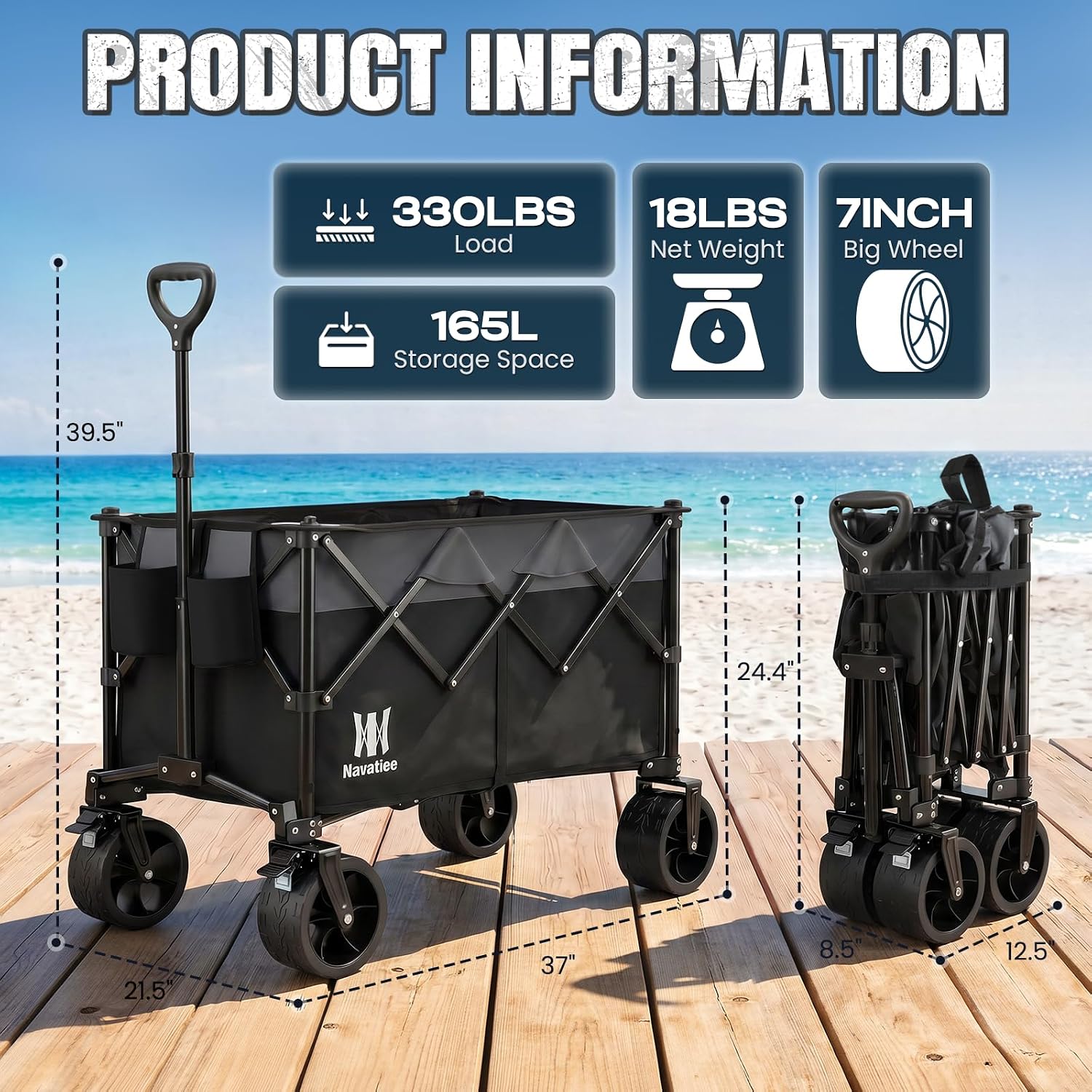 Detalle 2 de Navatiee Folding Wagon 165L Capacity
