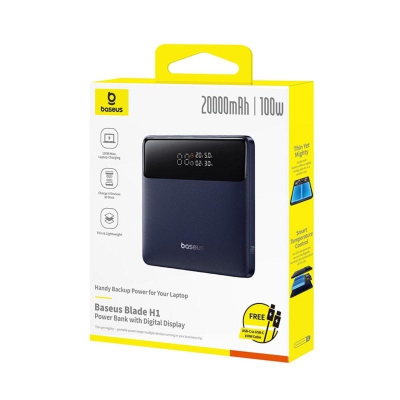 Detalle 2 de Baseus H1 Power Bank: 20.000 mAh, 100 W y Pantalla Digital para Carga Rápida
