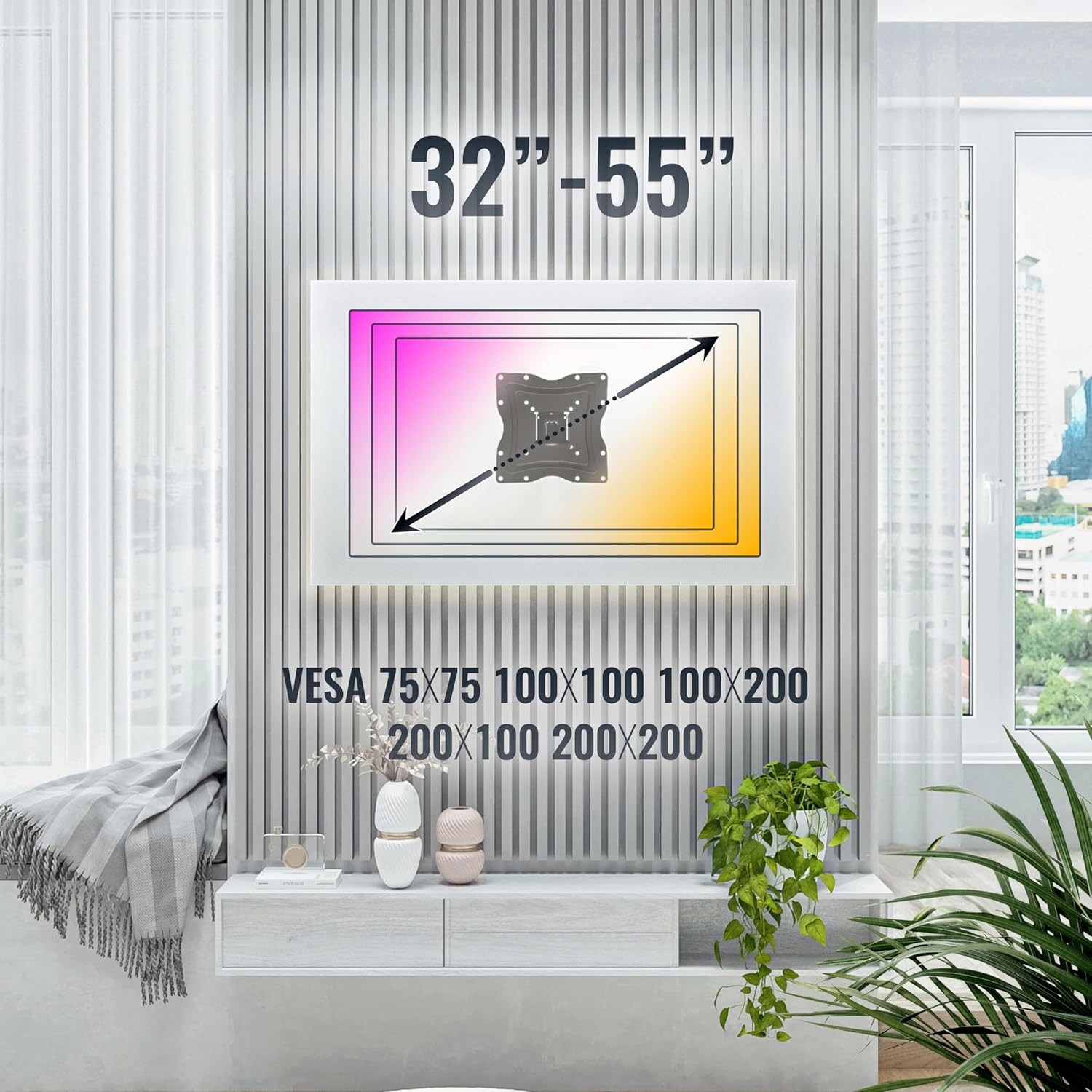 Thumbnail 3 de Support mural TV RICOO Support Murale S1222 orientable et inclinable (30 à 55")