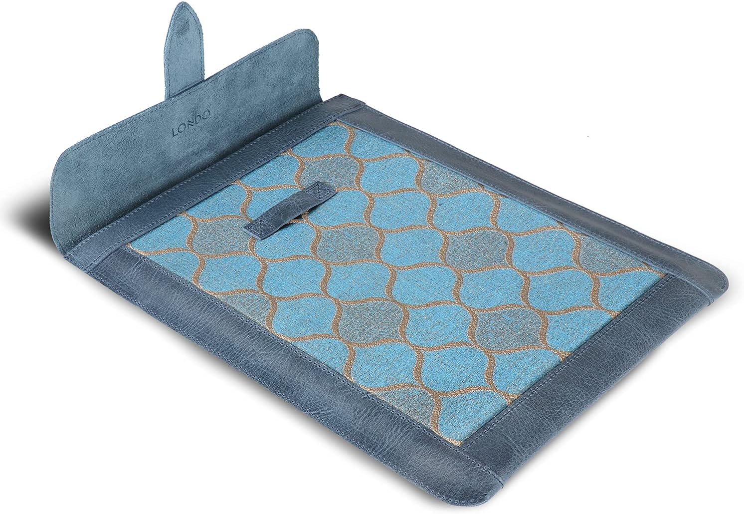 Detalle de Londo skórzane etui na tablet, rozmiar Large, niebieskie, tkany wzór