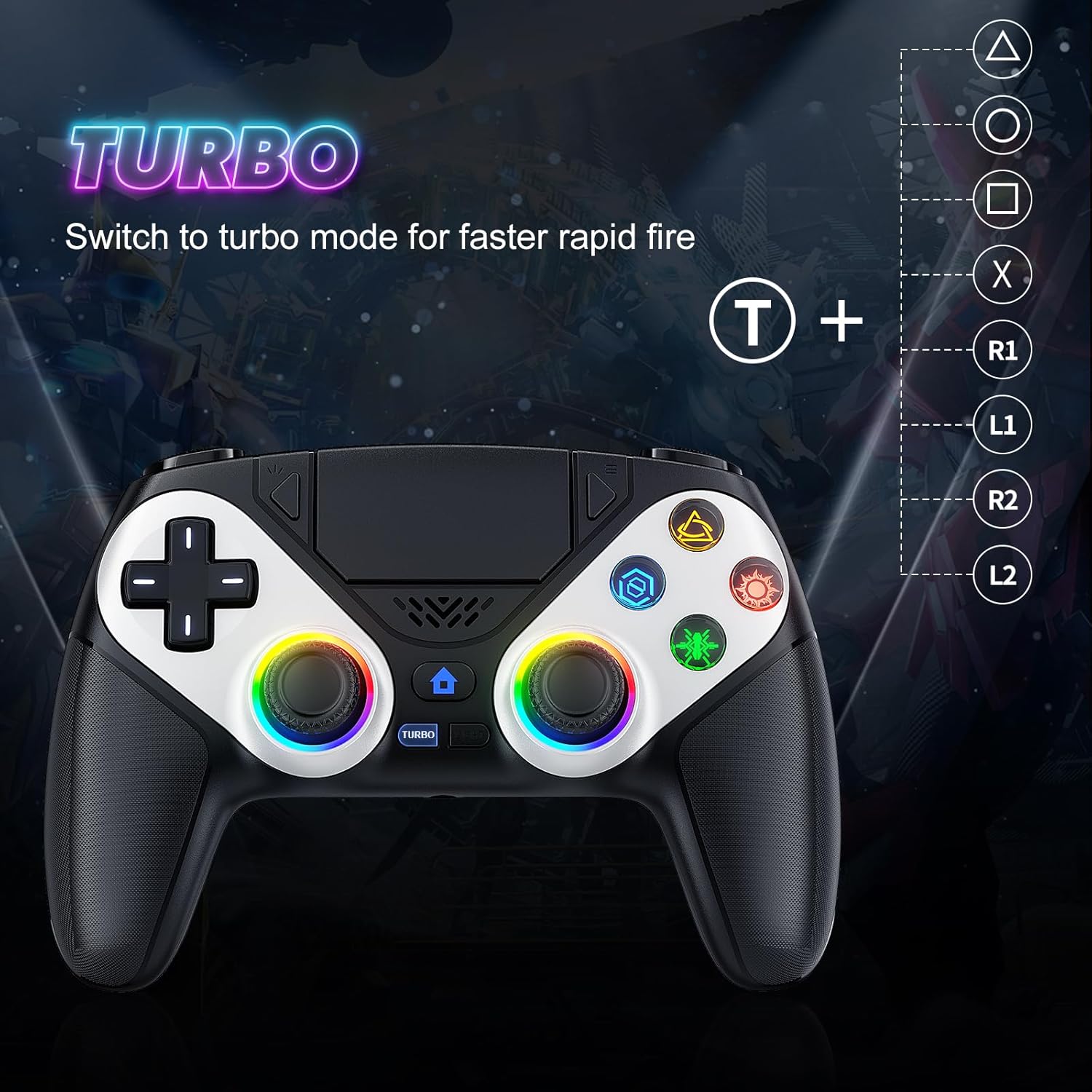 Thumbnail 5 de GGiking RGB Wireless Controller für PS5/PS5 Pro/PS5 Slim & PC – Bluetooth Gamepad mit Rückenpaddel, Turbo & Makro, Dual-Vibration