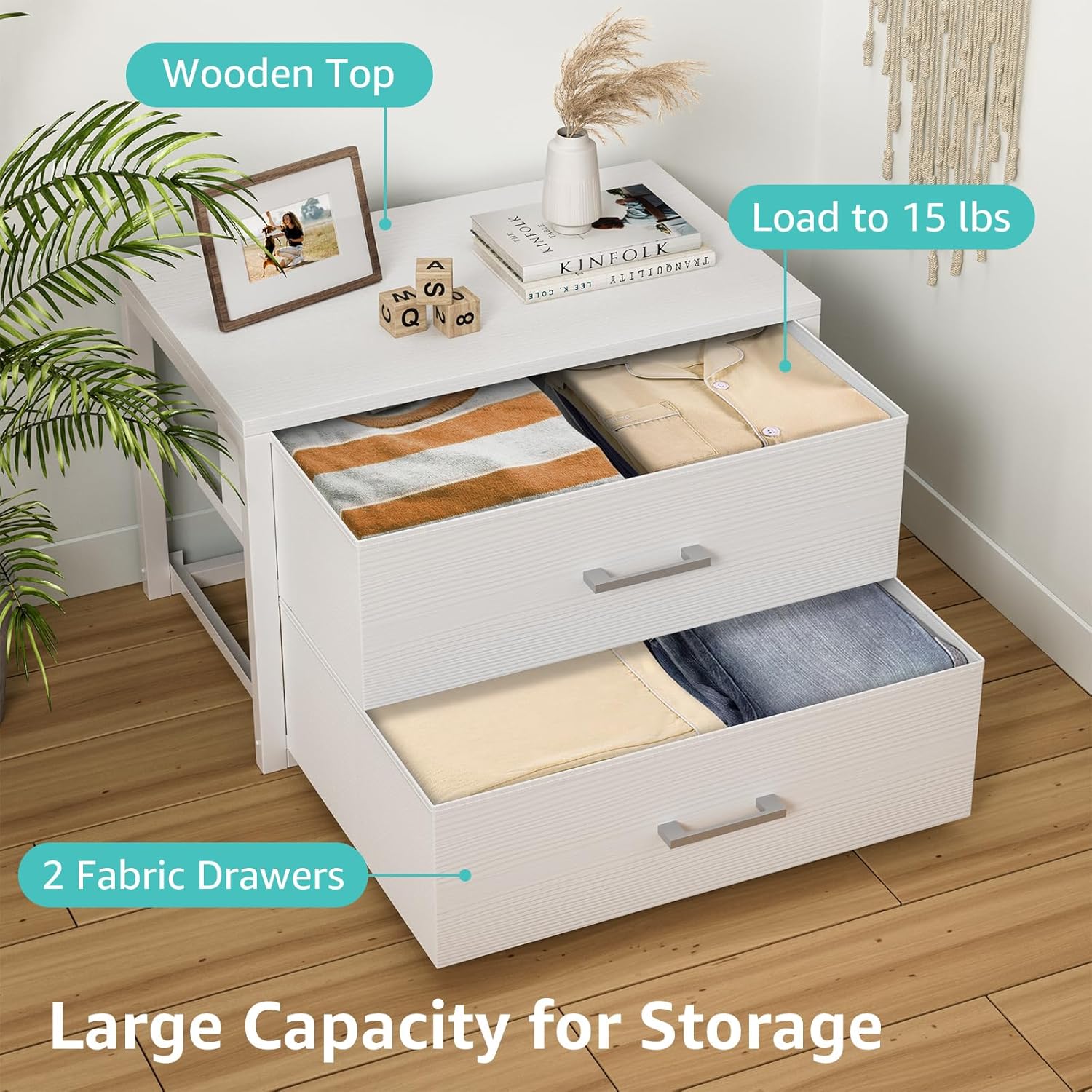 Thumbnail 5 de BOLUO 2-Drawer Stackable Fabric Storage Organizer for Closet