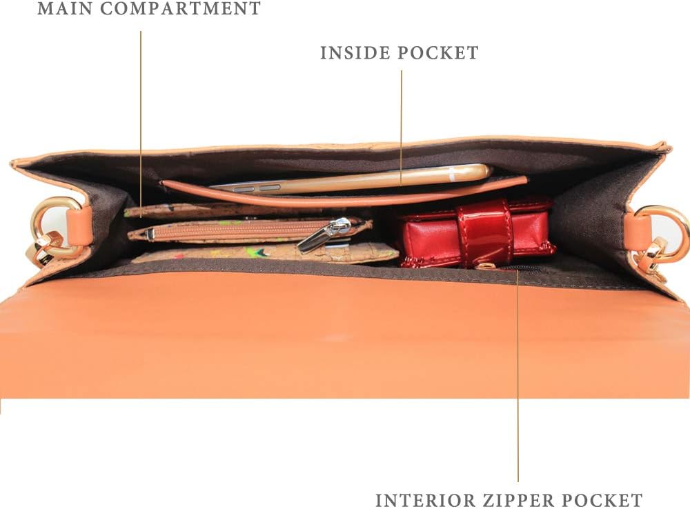 Detalle de bos hiho Umhängetasche aus Kork Crossbody Veganleder – nachhaltige Damenhandtasche