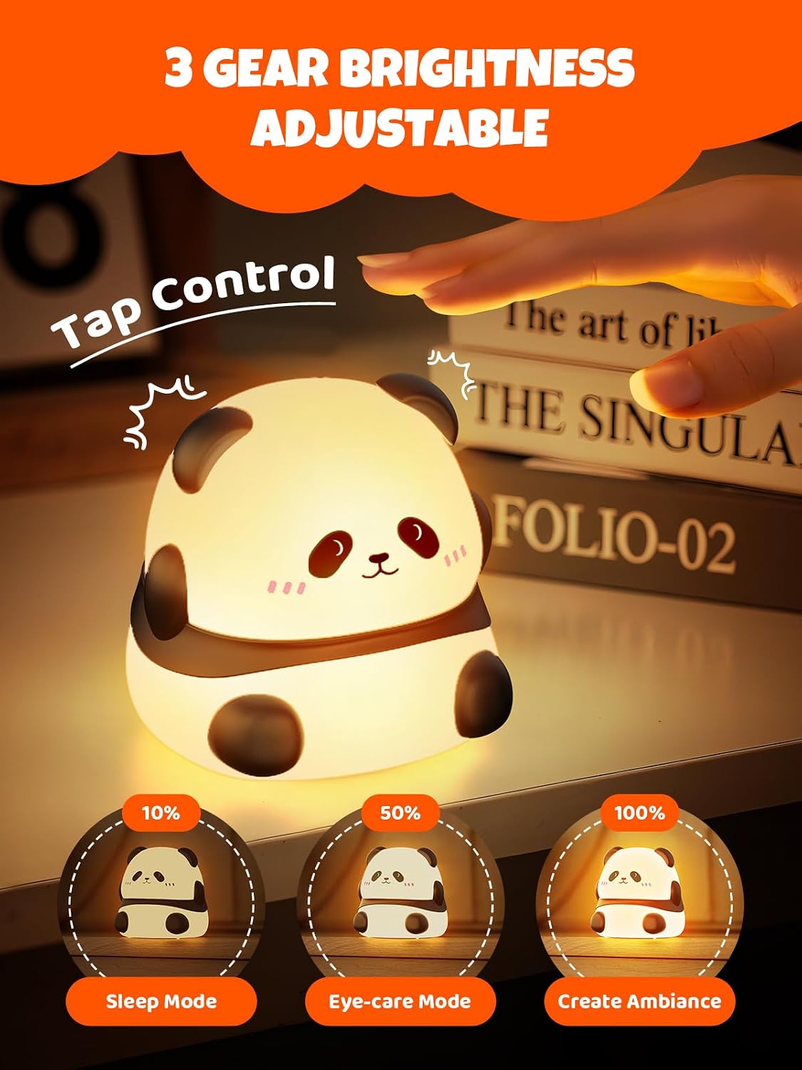 Detalle de Smiling Shark Mignon LED Veilleuse enfant Panda tactile rechargeable 3 niveaux + RGB