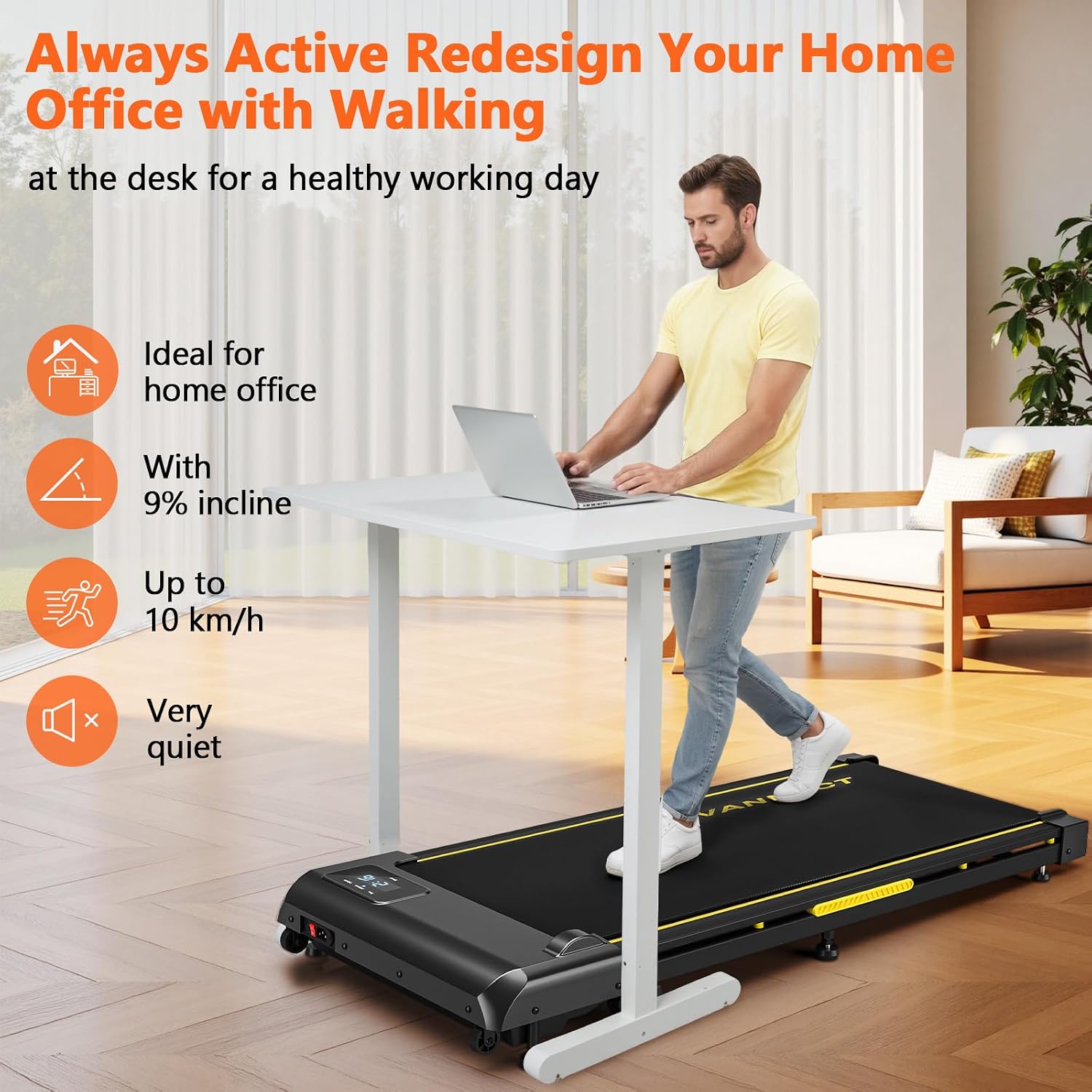 Thumbnail 5 de Walking pad treadmill 1-12KM/H, 9% incline