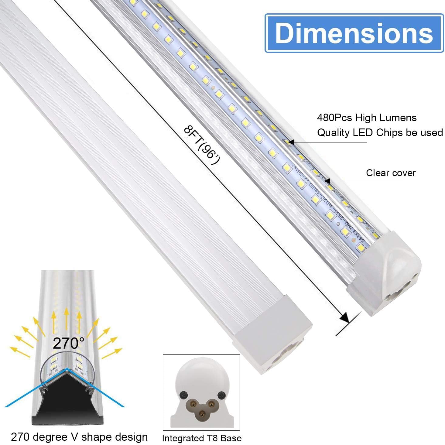 Detalle de Henwsi 8-Foot LED Shop Light