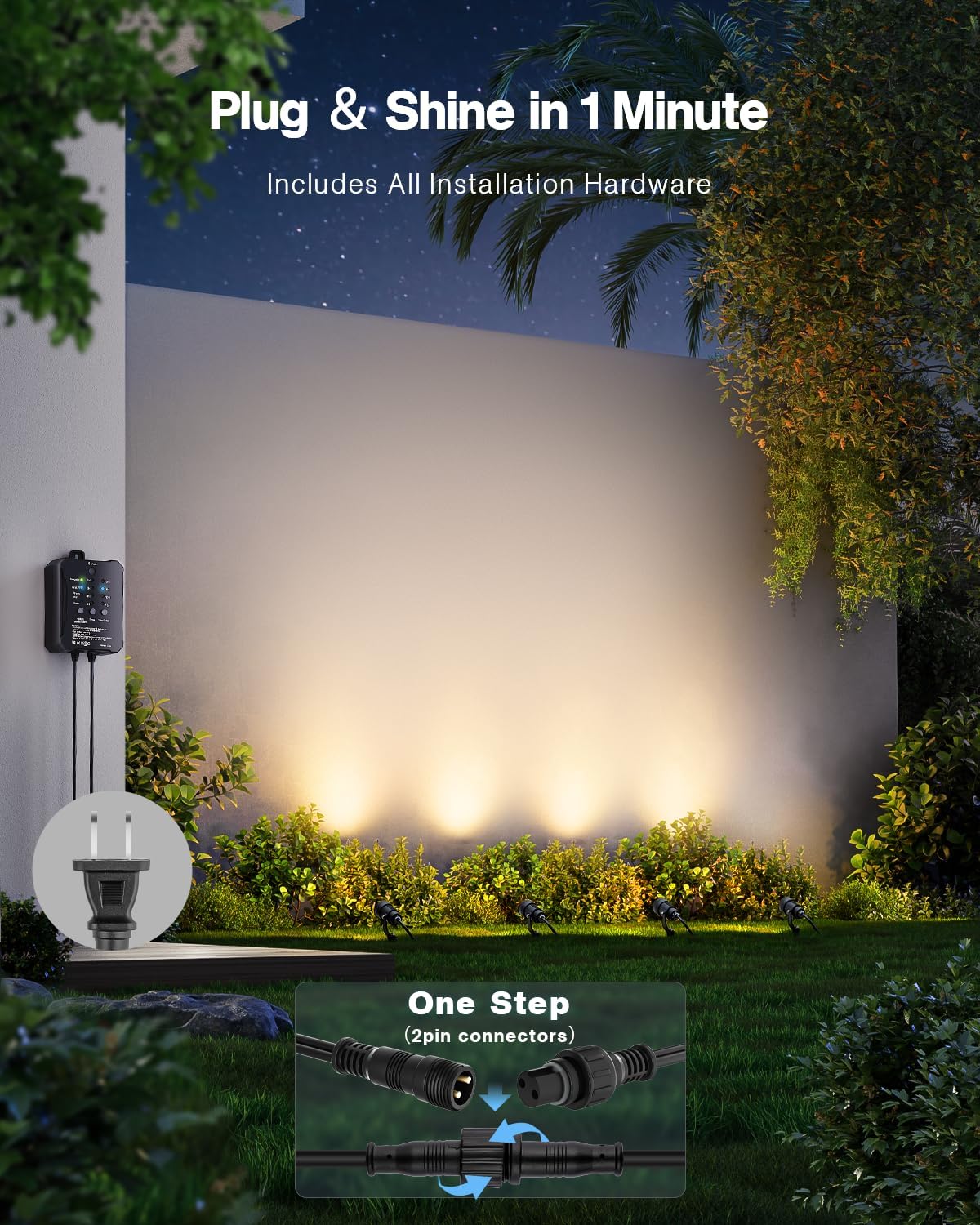 Detalle de HIBOITEC CDD-1003 5W Landscape Spotlights, 6-Pack, 2700K, IP65