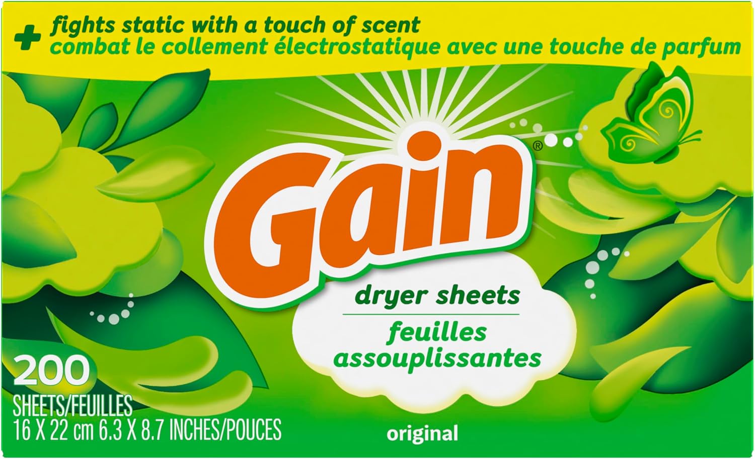 Detalle 2 de GAIN Dryer Sheets, Original Scent, 200 Count for Softness and Static Reduction