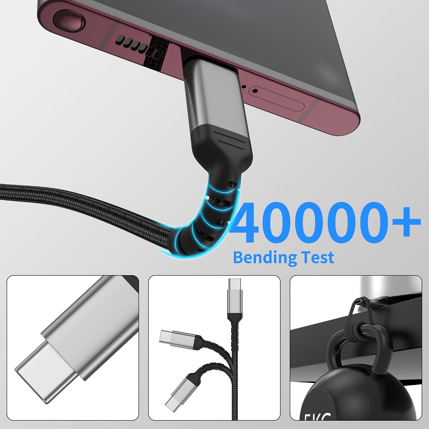 Detalle 2 de USB‑C Kabel Kurz 50 cm 3 Stück 3A