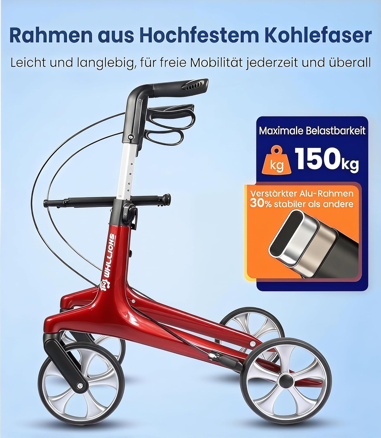 Thumbnail 1 de Carbon Rollator Faltbar und Leicht mit Sitz – Ultraleichtes Gehhilfe für Senioren