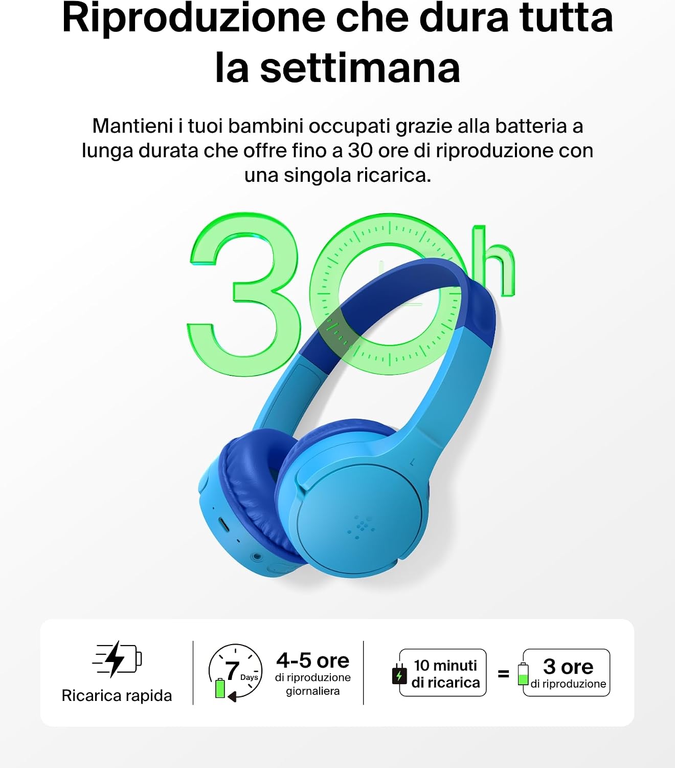 Thumbnail 3 de Belkin SoundForm Mini cuffie wireless per bambini 30 h
