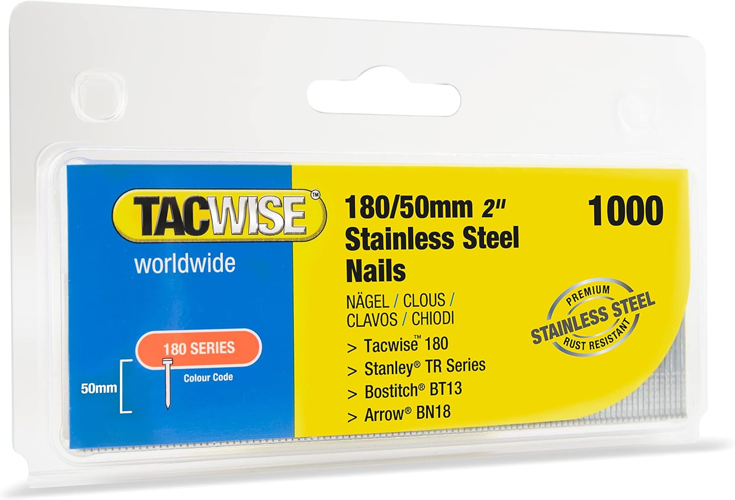 Detalle de Tacwise 1512 Clous Brad 18G en Acier Inoxydable 50 mm – Lot de 1 000