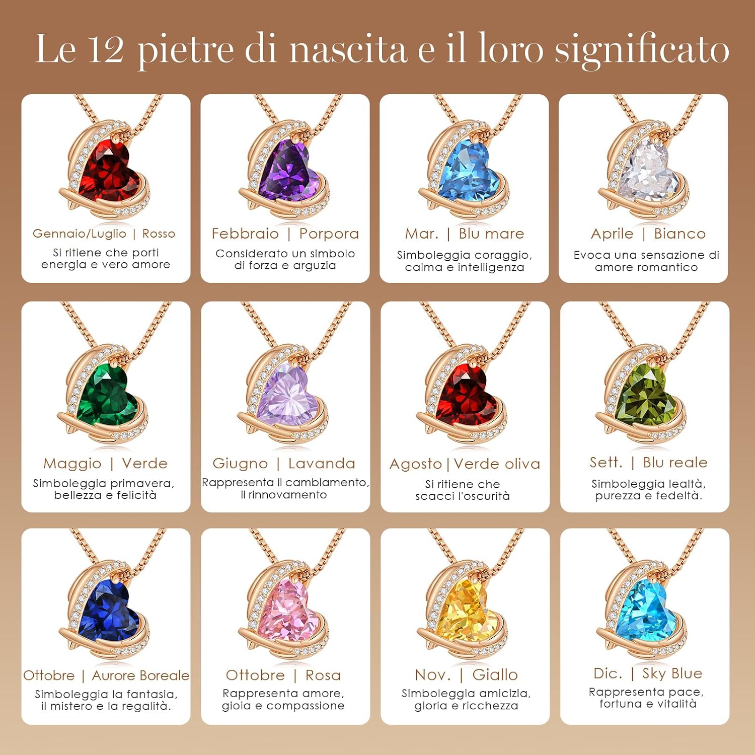 Thumbnail 5 de CDE Collana Delle Donna Cuore, Oro Rosa con Cristallo a Cuore – Regalo raffinato