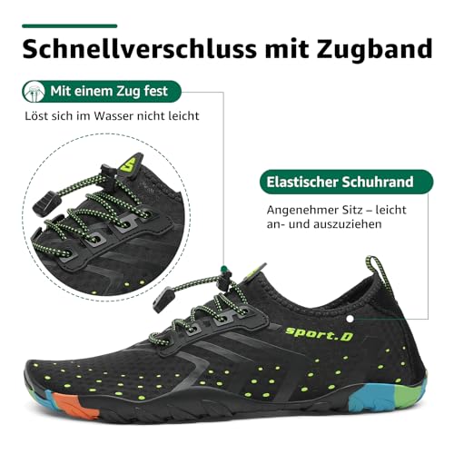 Detalle de SAGUARO Badeschuhe Damen/Herren – Schnelltrocknende Aquaschuhe, Größe EU 44, Schwarz