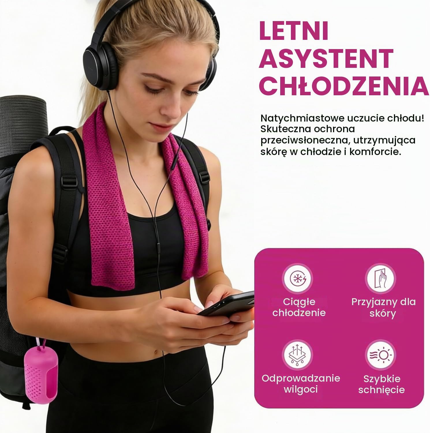 Detalle de TRUEIN Ct-100x30-4pk – zestaw 4 ręczników chłodzących z mikrofibry