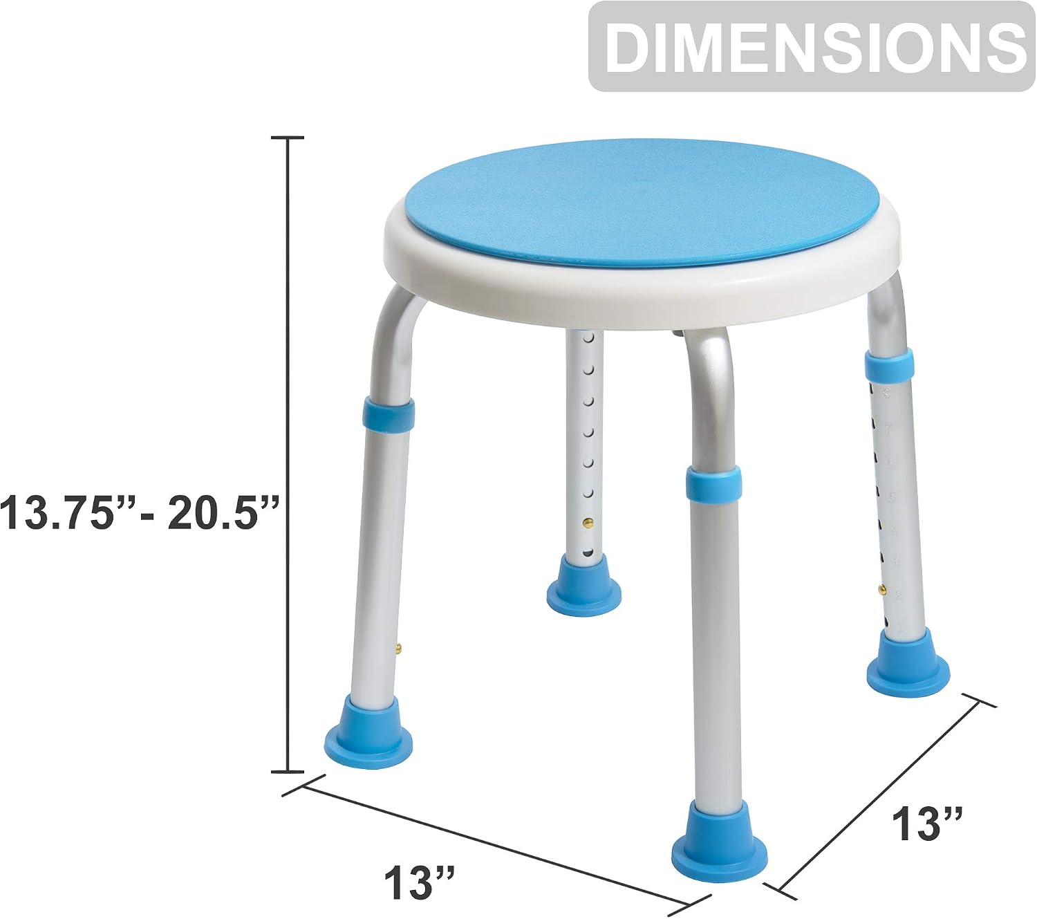 Detalle de Vaunn 722-SWIVEL-S Adjustable Swivel Shower Stool, Tool-Free Assembly
